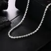 Chains 2023 925 Sterling Silver Necklace 16-24 Inches 3mm Rope Chain For Women Mom Fashion Charm Party Gift Jewelry
