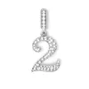 الأحجار الكريمة فضفاضة 925 Sterling Silver Number Beads Charm Fit Necklace Diy Plata Ley Bracelets for Women Gift Jewelry