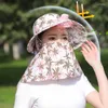 Geniş Memlu Şapkalar Kadınlar Bisiklete binen Güneş şapkası Fan Anti-uv Açık Güneş Koruyucu Kapağı Şarj Edilebilir Elektrik Bahçe İş Balıkçı Boyun Eşarp