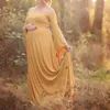 Zwangerschapsjurken Plus Size Zwangerschapsjurk voor fotoshoot Vrouwen Sexy Off Shoulder Ruffle Maxi Lange Zwangerschapskleding Zwangere jurk Fotografie AA230522