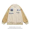 Herrjackor ankomst retro vintage brev tryckt stitch tag bokstäver utmärkelsen män baseball bomber jacka unisex kvinnor varsity patchworkme