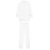 Costumes pour femmes pantalon costume 2023 femmes solide blanc en mousseline de soie Blazer veste longue jambe large 2 pièces ensembles femme mode tenues décontractées