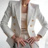 Damenanzüge Büro Damen Blazer für Frauen Einfarbig Langarm Zweireiher Business Blazer Slim Jacke Mantel feminino