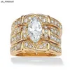 Band Rings Vintage 14K Gold Marquise cut Lab Diamond Ring sets Engagement Wedding band Rings for Women Bridal Charm Party Jewelry J230522