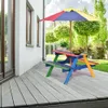 4 Seat Kids Picnic Table w Umbrella Garden Yard Folding Children Bench Outdoor