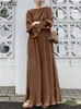 Grundläggande avslappnade klänningar Zanzea Spring Retro A Line Vestido Women Solid Long Sleeve Robe Longue French Elegant Swing Kaftan 2023 Fashion Party Maxi Dress 230522