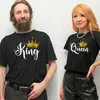 Family Matching Outfits Funny King Queen Prince Princess Family Matching Clothes Casual Father Son Mother and Daughter Shirts Gold Crown print tops 230522