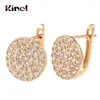 Boucles d'oreilles Kinel 585 couleur or Rose pour femmes MFull pavé brillant Zircon naturel bijoux de mariage saint valentin cadeaux