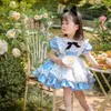 Girl S jurken 0 8y Baby Girl Summer Blue Alice Turkse Vintage Lolita Princess Ball Jurk Jurk voor verjaardagsvakantie Casual Eid 230520