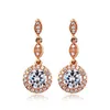 Boucles d'oreilles ZHOUYANG Top qualité CZ or blanc couleur ronde pour les femmes véritable cristal autrichien mode oreille bijoux en gros E592