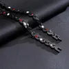Colliers Collier Long magnétique mâle noir or chaîne 49 cm santé énergie thérapie magnétique hommes collier arthrite coeur collier bijoux