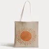 Sacs de rangement Boho soleil lune toile étoile imprimé grande capacité décontracté Shopper sac école femmes épaule Art abstrait