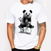 Camiseta masculina camiseta de camiseta de verão camisa de algodão curta masculino casual tshirt moda panda 3d impressão hip-hop tee masculino top