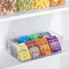 Storage Bottles Clear Organizer With Hinged Lid For Snack Spice Kitchen Pantry Fridge Packets Pouches Container