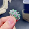 Ringen Natuurlijke Smaragd Luxe Ring 3mm * 4mm 925 Zilveren Smaragd Sieraden Dames Verjaardagscadeau Brede Zilveren Ring