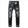 Jeans pour hommes VXO Night Singer Performs Graffiti Patchwork Ripped Men Denim Pantalons Pantalons pour hommes Taille 28-42