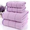 Nuovo 3 pz/set di Lusso Lavanda 100% Cotone Viola Bianco Set di Asciugamani toalhas de banho 1 pz Telo da bagno di Marca 2 pz Viso Asciugamano da bagno