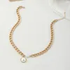 Chains Punk Imitation Pearl Round Geometric Pendant Necklaces For Women Initial Necklace Chunky Chain Choker Party Jewelry Accessories