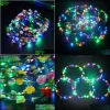 Decorative Flowers Wreaths Party Flashing Led Hairbands Strings Glow Flower Crown Headbands Light Rave Floral Hair Garland Luminou Dhpsm