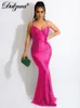 Basic Casual Dresses Dulzura Lace Up Women Solid Satin Maxi Dress Backless Bodycon Sexy Streetwear Party Elegant Festival Evening 2023 Summer Outfit 230522