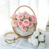 Dekorativa blommor Simulering 6 Head Rose Flower Wedding Home Decoration Floral Living Room Fake Silk FL