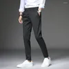 Men's Pants Fashions Slim Fit Formal Trousers Mens Spring Summer High Quality Brand Business Casual Black Gray Stretch Long Men