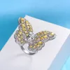 Charm Butterfly Topaz Diamond Ring 100% Real 925 Sterling Silver Engagement Wedding Band Rings for Women Bridal Jewelry