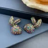 Chains Inlaid Color Vintage Brooch Earings Set