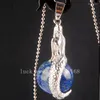 Pendant Necklaces Opal Crystal Tiger Eye Blue Sand Lapis Lazuli Howlite Goldstone Round Sea-maid Bead WFH538