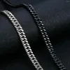 Chains Cuban Chain Necklace For Men Women Punk Stainless Steel Curb Link Chokers Vintage Black Color Collar Drop