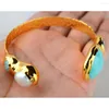 Bangle Natural White Pearl Green Amazonites Gold Color Pracelet for Women Vintage Style