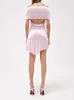 カジュアルドレス2023夏の女性ニットニットフラワーズロータスリーフタイトドレスY2K服高品質の不規則なミニスカート