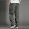 Calças masculinas 2022 Mens Casual Casual Cottings Men Bolso Pocket Loose Pant Elastic Work Brand Brand Fit Joggers Masculino Super grande tamanho grande