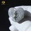 Hotsale Moissanite bijoux hip hop coeur brisé anneaux passer testeur de diamant positif glacé anneaux