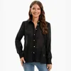 女性のブラウスブラックシフォンシャツの女性2023ファッション透明なトップウェア