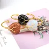 Bracelet fait à la main en fil de cuivre enveloppé en forme de coeur Bracelet arbre de vie pierres semi-précieuses Bracelets de manchette en cristal de roche naturel