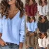 Blouses pour femmes excellentes 6 couleurs col en v hiver mode femmes chandails solides dame vêtement pour étudiant chandail chemisier