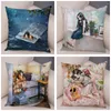 Pillow Cute Girl Fairy Tale World Pillowcase Decor Lovely Cartoon Child For Sofa Home 45x45cm Short Plush Dog Cover