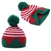 Berets myzoper świąteczny dzianina splice geometryczny czapkę pompom keek ciepła elastyczność Stripe unisex impreza Fashion Beanie zima