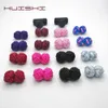 HUISHI fait à la main haut de gamme hommes classique Double corde boule noeud boutons de manchette forme ronde multicolore tissu élastique hommes boutons de manchette