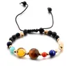 Strand Fashionable Universe Galaxy Nine Planets Natural Stone Elastic Bracelet Personalized Daily Matching Decoration Gift For Friend