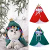 Cat Costumes Pet Dog Puppy Red Scarf Hat Christmas Clothes Warm Apparel Cloak Year