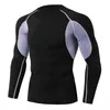 Heren t shirts 2023 Heren strakke fitnessoefening Running training T-shirt stretch snel droge ronde nek lange mouw