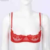 Reggiseni Donna Reggiseno trasparente in pizzo con scollo a V Lingerie Esotico Coppe aperte Capezzoli esposti Reggiseno con ferretto Reggiseno Top Nightwear T230522