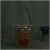 Inne świąteczne zapasy imprezy Halloween Candy Bucket Dzieci Led Night Canvas Torby prezentowe dynia duch scl drukowane miejsce do przechowywania dostarczenie dhgox