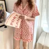 Abbigliamento per la casa Alien Kitty Frutta stampata vintage Estate Tutte le ragazze alla moda Chic Completi larghi in due pezzi Pigiama da donna in cotone