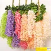 12-teiliges Set, 110 cm, Kunstseide, Wisteria-Rebe, hängende Blume, Hochzeit, Party, Garten, Outdoor, Grün, Büro, Wanddekoration