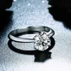 Кольца полосы 99 Off Solitaire 1ct Lab Diamond Ring 100 Real 925 Стерлинговые обручальные обручальные кольца для женщин для женщин.