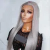 Gris Ruban Synthétique Dentelle Longue Ligne Droite Résistant À La Chaleur Avant Gris Cheveux Naturels Pour Les Femmes Cosplay