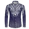 Casual shirts voor heren 6xl 2023 Spring Fashion Men Tattoo Printing Tribe Custom Print Red Shirt Oversized Long Sleeve Polynesian